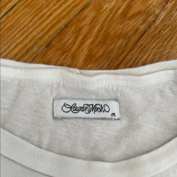 Lauren Moshi White Long Sleeve Tee with Rainbow Lips - Picture 2 of 4